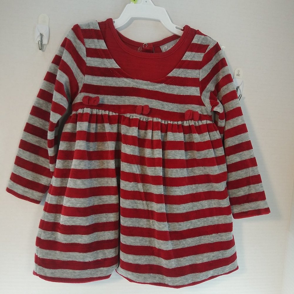 COCCOLI baby girl velour dress Stripped   lined